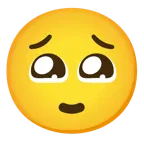 grinning face with smiling eyes + pleading face