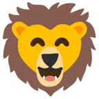 grinning face with smiling eyes + lion