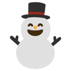 grinning face with smiling eyes + snowman without snow