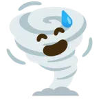 cara sonriendo con sudor frío + tornado