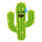cara sonriendo con sudor frío + cactus