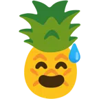 grinning face with sweat + pineapple