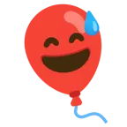 grinning face with sweat + balloon