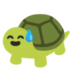 cara sonriendo con sudor frío + tortuga