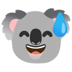 cara sonriendo con sudor frío + koala