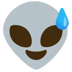 cara sonriendo con sudor frío + alienígena