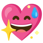 cara sonriendo con sudor frío + corazón brillante