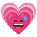 cara sonriendo con sudor frío + corazón creciente