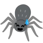 grinning face with sweat + spider