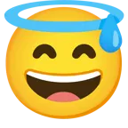 cara sonriendo con sudor frío + cara sonriendo con aureola