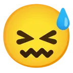 cara sonriendo con sudor frío + cara de frustración