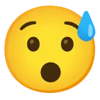 cara sonriendo con sudor frío + cara estupefacta
