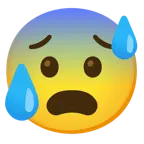 cara sonriendo con sudor frío + cara con ansiedad y sudor