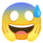 cara sonriendo con sudor frío + cara gritando de miedo