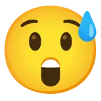 cara sonriendo con sudor frío + cara asombrada