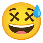 cara sonriendo con sudor frío + cara mareada