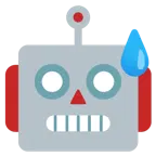 cara sonriendo con sudor frío + robot