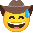 cara sonriendo con sudor frío + cara con sombrero de vaquero