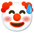 cara sonriendo con sudor frío + cara de payaso