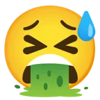 cara sonriendo con sudor frío + cara vomitando