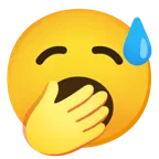 cara sonriendo con sudor frío + cara de bostezo