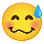 cara sonriendo con sudor frío + cara de grogui