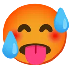 cara sonriendo con sudor frío + cara con calor