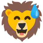 cara sonriendo con sudor frío + león