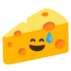grinning face with sweat + cheese wedge