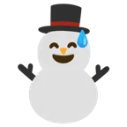 cara sonriendo con sudor frío + muñeco de nieve