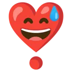 cara sonriendo con sudor frío + exclamación de corazón