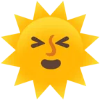 وجه مبتسم بعينين مغلقتين + وجه الشمس