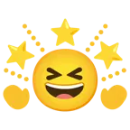 وجه مبتسم بعينين مغلقتين + نجم ساطع