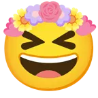 وجه مبتسم بعينين مغلقتين + زهرة التوليب