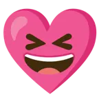 وجه مبتسم بعينين مغلقتين + قلب عليه شريط