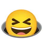 وجه مبتسم بعينين مغلقتين + ثقب