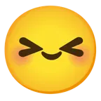 grinning squinting face + smiling face with smiling eyes