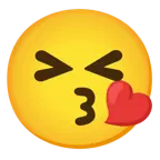 grinning squinting face + face blowing a kiss