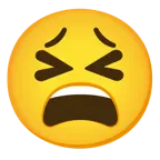 وجه مبتسم بعينين مغلقتين + وجه مجهد