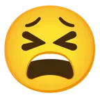 وجه مبتسم بعينين مغلقتين + وجه متعب