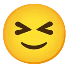 grinning squinting face + slightly smiling face