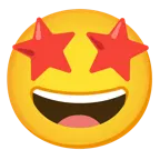 grinning squinting face + star-struck