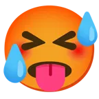 وجه مبتسم بعينين مغلقتين + وجه حار