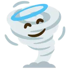 cara sonriendo con aureola + tornado