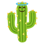 cara sonriendo con aureola + cactus