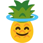 cara sonriendo con aureola + piña