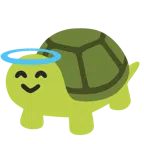 cara sonriendo con aureola + tortuga