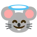cara sonriendo con aureola + cara de ratón
