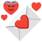 cara sonriendo con aureola + carta de amor