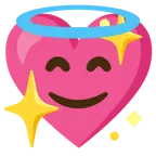 cara sonriendo con aureola + corazón brillante